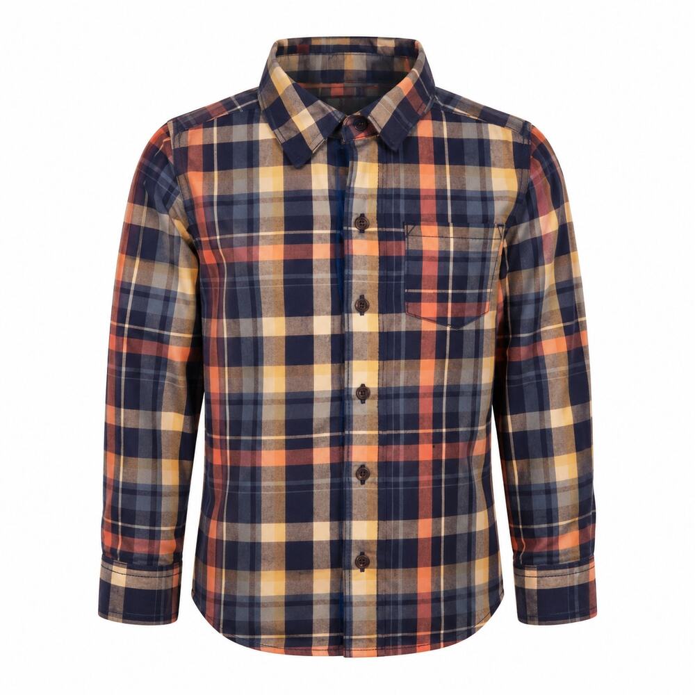 Carter's Boys Shirt Size 6 Blue Plaid Long Sleeve Button Down Casual Cotton